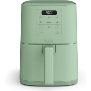 bella 4Qt Slim Air Fryer, Fits-anywhere Kitchenware, EverGood Ceramic Nonstick Coating, Adjustable Temperature, 6 Preset Cooking Options, 60 Min Auto Shutoff w Audible Tone, 3.3lb Capacity, Seaglass