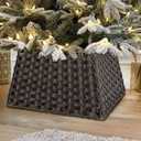BAYN Christmas Tree Collar Skirt, Rattan Wicker Xmas Tree Collar Basket Ring Base Stand Cover for Christmas Decoration