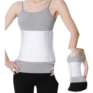 S Abdominal Binder Post Surgery - Elastic Waist Band for Stomach Support & Compression, Bariatric, Tummy Tuck | Latex-free, Breathable Belly Wrap Hernia Belt Lipo Garment -  White - 3 Panel, 45"-60" (L)