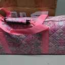 American Mahjong Game Set, 166 White Tiles, 4 All-in-One Color Rack/Pushers, Complete Mahjong Set with Pink Printed Carrying Bag, 10 inches x 21 inches x 4 inches