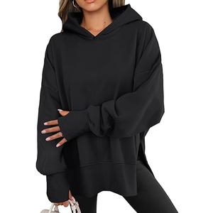 ANRABESS Womens Oversized Hoodies Long Sleeve Fleece Side Slit Hooded Sweatshirts Pullover 2025 Fall Outfits Y2K Clothes
 XS, Black 