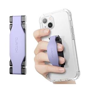 SURITCH Phone Grip Strap Finger Loop Holder for Back of Phone, 2-in-1 Soft Silicone Gripper Kickstand for iPhone Samsung and Most Cell Phone Cases, 3.15" 
Purple
 (Short)