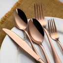 WYT Rose Gold Dinner Spoons Set for 8, Stainless Steel Rose Gold 8-Piece Flatware Spoon Set, Modern Silverware Dinner Spoons, Mirror Polished, Dishwasher Safe, 7.9 Inches