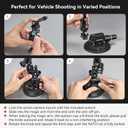 SMALLRIG 4" Camera Suction Mount with Ball Head Magic Arm, Car Mount for Lightweight Camera/Action Camera/Phone, Air Pump Vacuum Suction Cup, Max Load 3kg/6.6 Pound - 4236