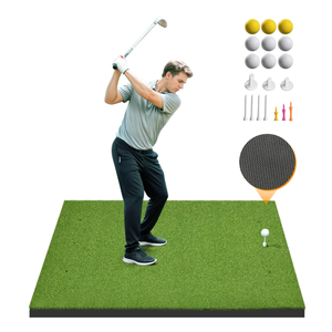 Golf Hitting Mat 5×4ft, Thickened 21/31/36mm Golf Practice Mat for Indoor Outdoor, Top-Notch Artificial Turf Driving Matt with 9 PU Balls+3 Rubber Tee+7 Tee