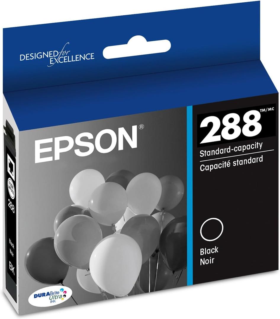 EPSON 288 DURABrite Ultra Ink Standard Capacity Black Cartridge (T288120-S) Works with Expression XP-330, XP-430, XP-434, XP-340, XP-440, XP-446