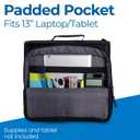 Case-it Universal Zipper Binder | 2-Inch O-Rings, 13-Inch Laptop/Tablet Padded Pocket, 400 Sheet Capacity, Multiple Storage Pockets & Shoulder Strap | School & Office Organizer | LT-007 Jet Black