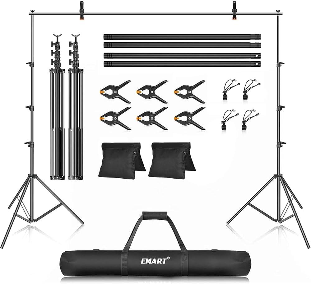 EMART Photo Backdrop Stand kit, 10 x 12 ft Back Drop Adjustable Frame for Photography, Photoshoot Banner Background Support Holder for Parties Decoration