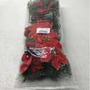 Hotop 6 Pcs Christmas Artificial Poinsettias Florals 19.6 Inch Large Christmas Poinsettia Decorations Red Green Christmas Flower Picks Stem for Christmas Tree Ornament Wreath DIY Xmas Party Decor