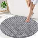 Smiry Bathroom Rugs Mat Round 30x30, Soft Absorbent Chenille Bath Rugs, Non Slip Rubber Backing Machine Washable Quick Dry Bath Mats for Bathroom Floor, Tub, Shower, Home Accessories, Grey