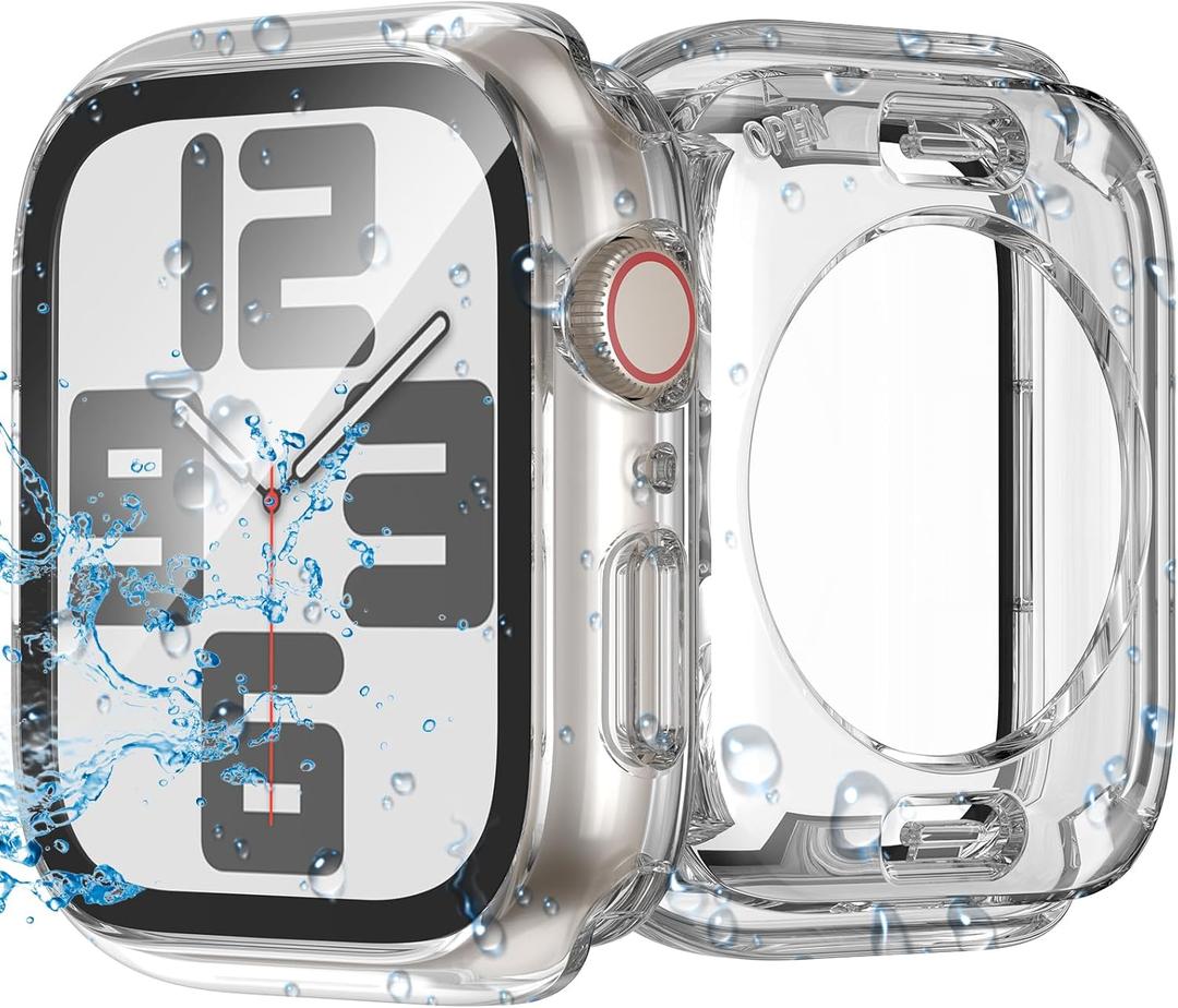 3 in 1 Waterproof Case for Apple Watch Screen Protector 42mm Series 10/ Series 11, with Tempered Glass, [360° Protective Front and Back] PC Bumper Face Cover Compatible iWatch Accessories