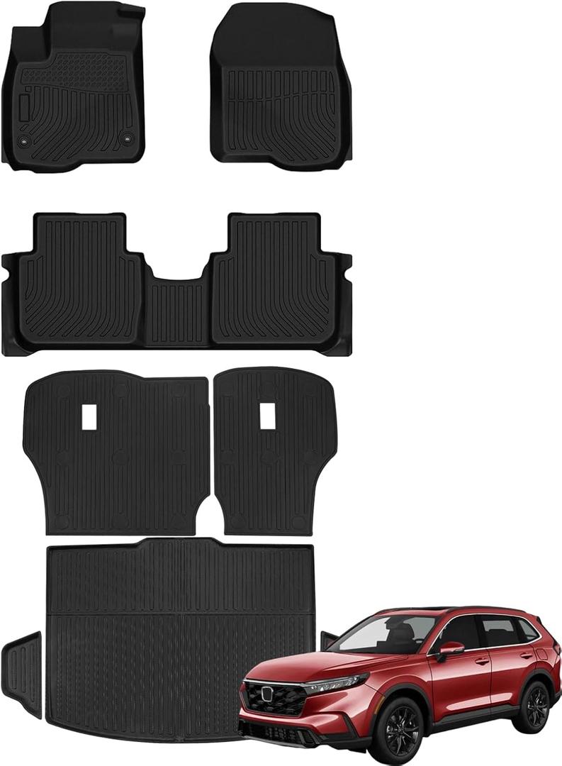 Marretoo for Honda CRV 2023 2024 2025 Floor Mats & Cargo Liner with Backrest Mat Full Set All Weather Protection TPE for Honda CR-V Accessories Quality Waterproof Heavy Duty car mat