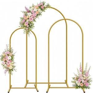 Metal Arch Backdrop Stand Set of 3 (6FT, 5FT, 4FT), Gold Wedding Arch for Ceremony, 3 Pack Balloon Arch Stand for Birthday Party, Baby Shower, Graduation, Floral Arched Frame for Event Decor