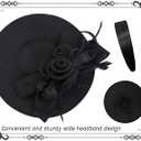 dressfan Wide Brim Fascinator Derby Hats for Women,20s Detachable Flower Hat with Headband for Derby Church Wedding Tea Party (Black)