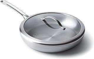 GreenPan X Food 52 Five-Two Essentials, Tri-Ply Stainless Steel 12" Frying Pan Skillet with Lid, PFAS-Free, Multi Clad, Induction, Dishwasher Safe, Oven Safe, Silver