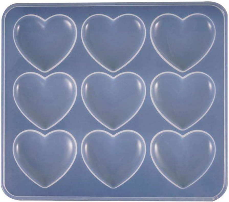 Heart Shape Epoxy Mold 9Pcs 5.2 x 4.2cm DIY Resin Casting Jewelry Love Heart Keychain Pendant Making Silicone Mold