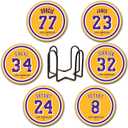 Laker Coasters for Drinks, LA Los Angeles Ceramic Coasters Set of 6, Laker Gift for Man, with Holder (Team 3)