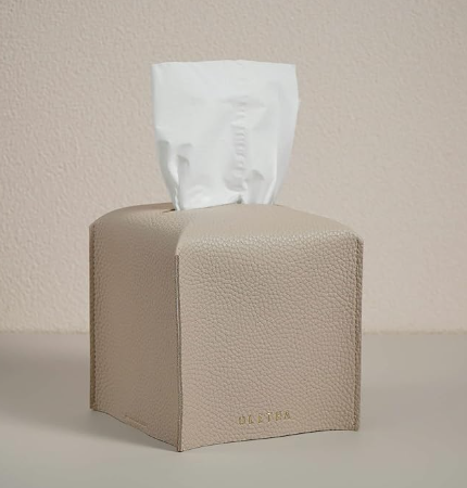 OLETHA Square Tissue Box Cover  Aesthetic Desk Decor for Room, Home & Office  Tissues Cube Boxes Holder  Light Taupe