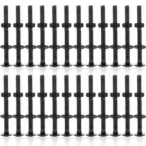 Zonon 25 Sets 1/4-20 x 3 Stainless Steel Carriage Bolts and Nuts Kit Round Head Square Neck Carriage Bolts Screws and Hex Nuts and Flat Washers, Stainless 18-8 Full Thread Coverage (Black