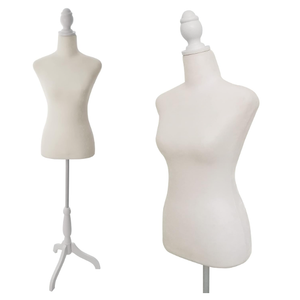 Female Dress Form Mannequin Torso Body with Adjustable Tripod Stand Dress Jewelry Display (Beige)