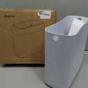 MOPALL Small Bathroom Trash Can with Lid, 2.6 Gallons / 10 L Slim Plastic Garbage Bin with Pop-Up Lid, Mini Waste Basket Can Dog Proof for Kitchen, Bedroom, Office, Laundry, Toilet, Rv, White
