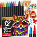 ARTISTRO 12 Acrylic Paint Markers - Paint Pens for Drawing, Brush + Fine Tips - For Fabric, Rock, Glass, Wood, DIY - Art & Craft Supplies for Adults, Teens, Kids - Teacher Appreciation Gift