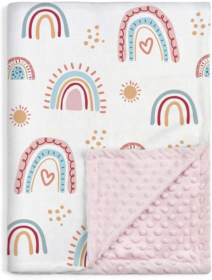 SANDJEST Rainbow Kid Blanket for Girls - 30 x 40 Kids Minky Blanket - Gifts for Kids on Birthday Christmas Nursery Bedroom Decor