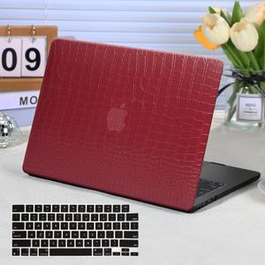 Funut for MacBook Air 13 Inch Case 2021 2020 2019 2018 Release M1 A2337 A2179 A1932 Touch ID, MacBook Air M1 Cover Crocodile Leather Laptop Hard Shell Case & Keyboard Cover for Mac Air 13 Inch, Red