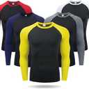 5 Pack Men's Long Sleeve Compression Shirts Base Layer, Dry Fit Moisture Wicking Running Gym Workout Athletic Top (X-Large, 5 Pack(black, White, Gray, Red, Blue))