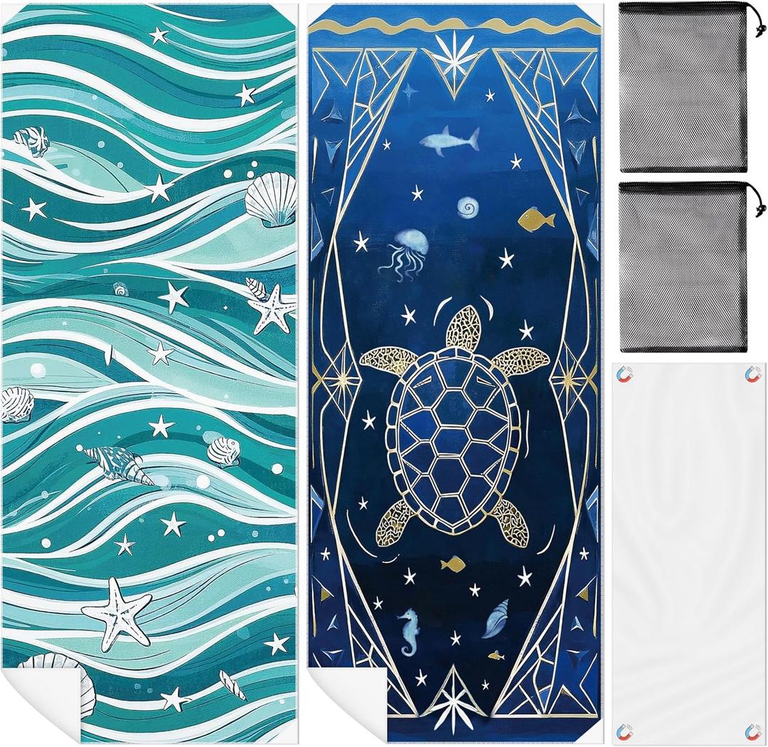 2 Pack Magnetic Beach Towel - 74.8"x30" Turtle Wave Sand Free Quick Dry Microfiber Towel with Built-in Magnets Lightweight for Beach Chair Car Door Pool Travel Camping Yoga with Storage Bag 2 Pack Magnetic Beach Towel - 74.8"x30" Turtle Wave Sand Free Quick Dry Microfiber Towel with Built-in Magnets Lightweight for Beach Chair Car Door Pool Travel Camping Yoga with Storage Bag