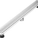 24 inch Linear Shower Drain with Square Hole Pattern Grate Cover