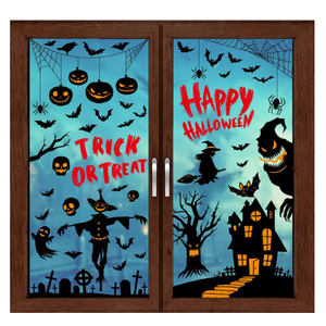 4 x JCFIRE 87Pcs Larger Halloween Window Clings Stickers for Glass, 9 Sheets Double Side Halloween Decorations Indoor Outdoor for Home Room School Office, Reusable Birthday Party Decor