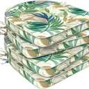 Set of 4 Outdoor Chair Cushions 19"x19"x2",Water Repellent Dining Seat Cushion with Ties and Removable Covers, Chair Cushions for Indoor and Patio Furniture, Lush Leaf Green