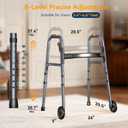 Folding Walker for Seniors, Rolling Walker with 8 Height Adjustments, One-Hand Folding, 300lbs Capacity, Lightweight Aluminum Front Wheel Walker for Elderly Adults and Handicap