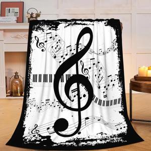 Music Note Blanket Treble Clef Flannel Plush Throw Blanket Musician Decor Fleece Stuff Blanket Gifts for Music Lover Girls Boys Kids Adults Women Bed Travel 40"x50"