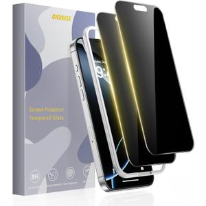 GIGIKISS Compatible for iPhone 16 Pro Max Privacy Screen Protector 6.9 inch, Anti Spy Anti Blue Light HD Tempered Glass Screen Protector Easy Installation, Case Friendly, 2 Pack Black