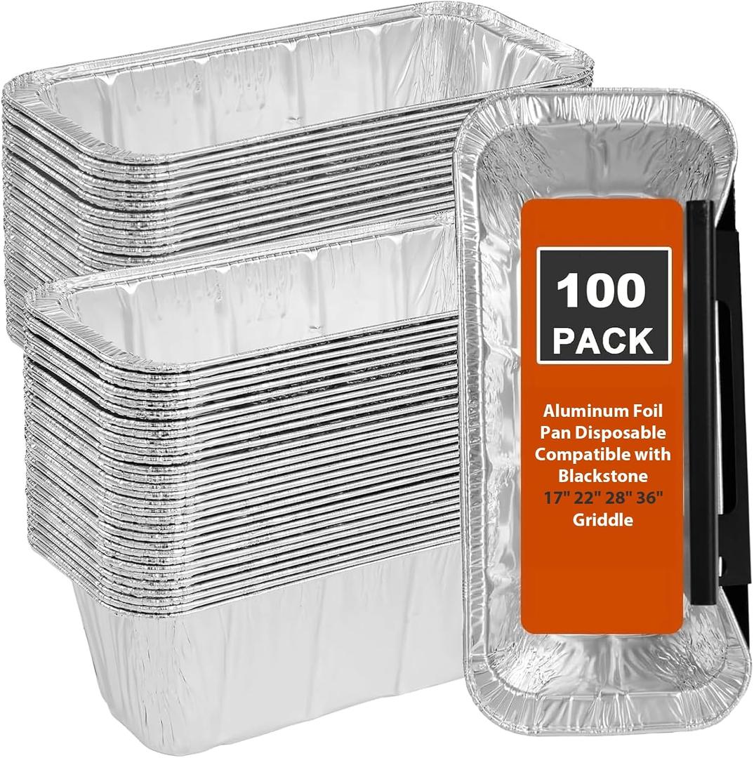 100 Pack Grease Cup Liners Compatible with Blackstone Griddle 5017 - Griddle Accessories, Disposable Grill Grease Tray, Aluminum Foil Drip Pan Grease Catcher Cup Liner for 17, 22, 28, 36 Inch