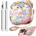 Inesore with Safety Lock for AirPods 4 Case,Clear Floral Cute AirPod 4th Generation Case for Women Girly with Cleaner Kit and Keychain- Smile Doodle