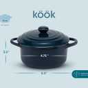 Kook Ceramic Mini Cocotte Set, Small Casserole Dishes with Lids and Handles, Individual Baking Ramekins, Oven safe 350F, Microwave & Dishwasher Safe, Stoneware, 12 oz, Set of 4, (Navy)
