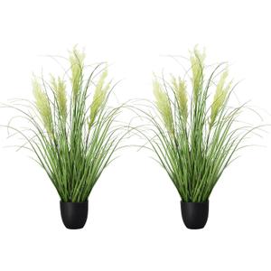3ft 2-Pack Artificial Plants Onion Grass,35 in Fake Shrubs Wheat Grass in Pot, for Indoor Outdoor Garden Office Home Decor, Faux Plant Greenery, Green