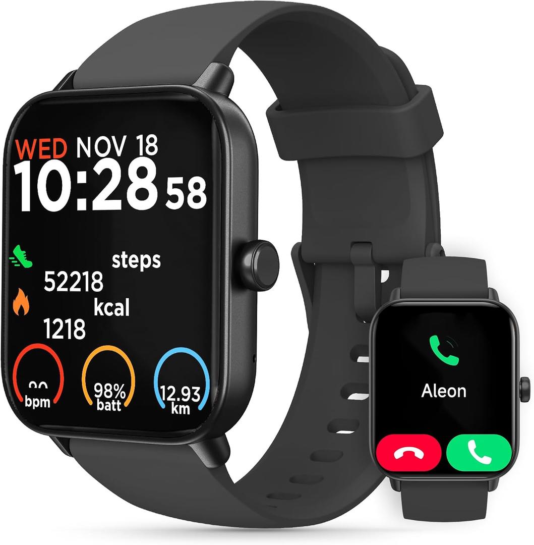 Smart Watches for Women Men (Answer/Make Calls) 1.8 Inch Built-in Alexa. Heart Rate/Blood Oxygen/Sleep Monitor, IP68 Waterproof, 100+ Sport Modes, Bluetooth Smart Watches for iPhone/Android
