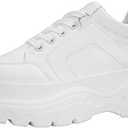 LUCKY STEP Women Chunky Platform Dad Colorblock White Neon Green Fuchsia Hologram Silver Casual Lace-Up Walking Sneakers 7