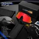 KAPVOE Polarized Cycling Glasses with 3 Interchangeable Lenses, MTB Biking Baseball Golf Sports Sunglasses for Men Women (Black Red)