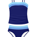NAPU Girls Swimsuit Color Block Tankini Swimsuit Quick Dry 2 Piece Bathing Suit for Girls 9-16 Years Teens Swimwear Summer