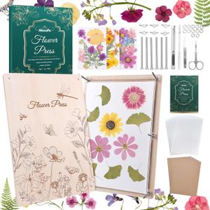 Aboofx Flower Press Kit, Craft Kits 17" x 11.8" 5-Layers Wooden Flower Pressing Kit for Crafts Pressed Flowers and Plant for DIY Art, Preservation for Bookmark Frame Wedding Drying