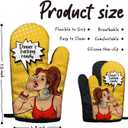 Dinner's Fxxking Ready Funny Yellow Oven Mitts with Hanging Loop and Silicone Non-Slip, Housewife Baking Cooking Kitchen Utensils 2-Piece Set, Gifts for Chef Hostess Mom Wife Aunt Sister