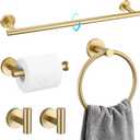 TQKAG 5 Piece Bathroom Accessories Set Brushed Gold Bathroom Hardware Set 23.6 Inch Bath Towel Bar Set SUS304 Stainless Steel Towel Rack Set