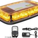 Amber Strobe Lights with Magnetic Base, 48 LED Wireless Rechargeable Emergency Strobe Beacon Light, 12V-24V Roof Top Flashing Light for Car Trucks Vehicles