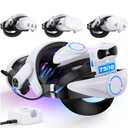 Head Strap for Quest 3/3S & Quest 2 with Battery, Comfor VR Accessory with 2 Adjustable Knobs to Adjust for Head Fit, Elite Strap with 7500mah Battery & Charging Station for Extended 3H Playtime