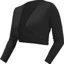 U.Vomade Women's Cropped Cardigan Bolero Shrug Open Front Sweater Long Sleeve S-XL (L)
